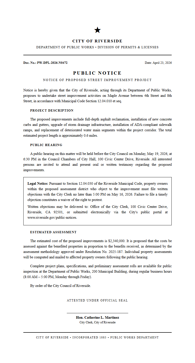 Official Government Notice